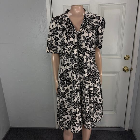 Effie's Heart Women's Dress XL Pockets Stretch Floral Cotton S/S V neck Vv1 - Picture 1 of 6
